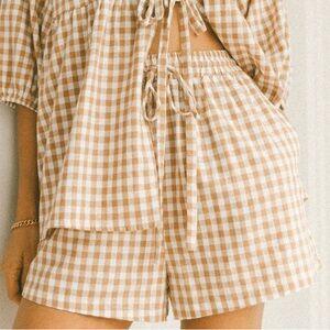 The Lullaby Club Matilda shorts caramel gingham
